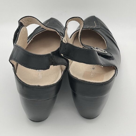 Remonte Dorndorf Leather Mary Jane Slingback Heels Size 40, US 9-9.5 Black Boho - Picture 4 of 13